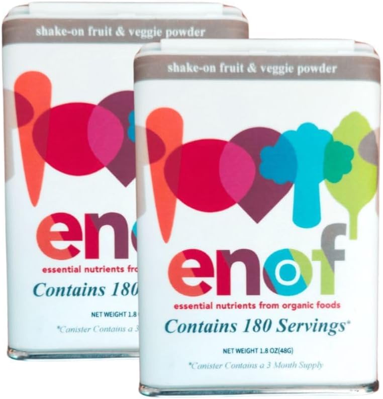 ENOF Organic Fruit and Plant Powder Supplement Kids & Voksen- 124; 10 Clean Ingredients - Strawberry, Spinach- 124; Gluten & GMO Gratis Vegetabilsk pulver til børn