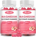 (2 Pack) Magnesium Glycinat Gummies- Magnesium Glycinat 500 mg, Magnesium Complex supplement med kalium, VitaminD, B6 for ro, søvn & stress Relief- Sugar Free, 120 Peach Magnesium Gummies