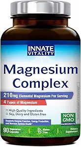 Innate Vitality Magnesium Complex - Magnesium Glycinat, Malat, Citrate, Oxide, 4-in-1 Formel for energi, Bones & Nerves, Vegan & No Gluten, 90 Kapsler