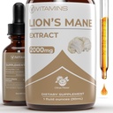 Lions Mane Liquid - Lions Mane Tincture for Memory, Focus & Clarity - Lions Mane Supplement - Lions Mane - Lion Mane Mushroom Supplement - Nootropics Brain Support Supplement - (1 pakke)