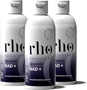 Rho Nutrition Liposomal NAD + - Flydende supplement designet til at hjælpe støtte Absorption - Aktiv form af NAD + Hjælper støtte Normal Cellular Sundhed, sund aldring, Energi Metabolisme & Vitality - 3 Pack