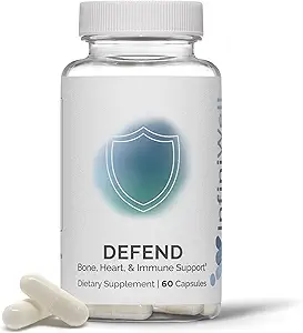 InfiniWell Defend Bone & immun Support - Vitamin A, D3 & K2 Supplement - Biotilgængelige ingredienser i aktive ernæringsformer - Støtte Knoglestyrke, hjerte sundhed & mere (60 kapsler)
