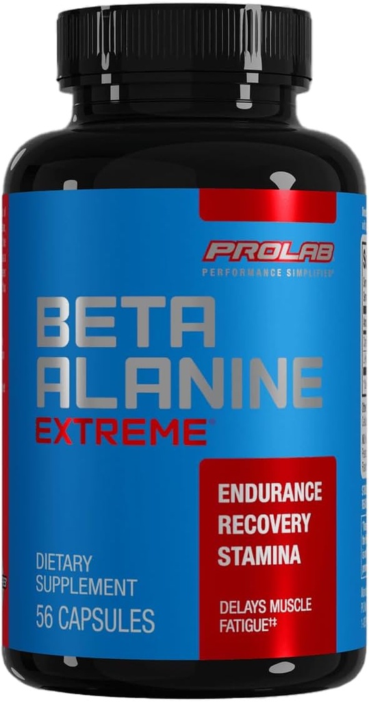 Prolab Nutrition Beta Alanine Extreme with Carnosyn, 3200mg High Potency, Boosts Workout Endurance & Delays Fatigue (56 Caps)
