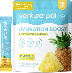 Venture Pal Sugar Free Electrolyte Powder Packets - Flydende Daily IV Drink Mix for Rapid Hydration & Party Recovery