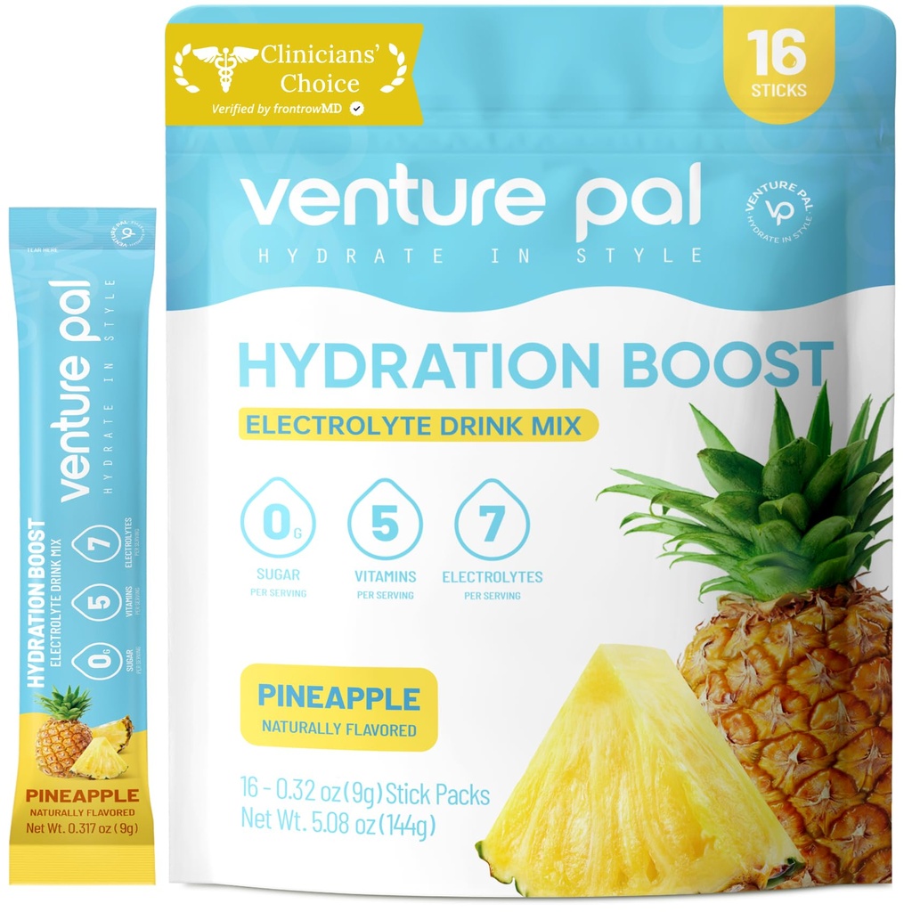 Venture Pal Sugar Free Electrolyte Powder Packets - Flydende Daily IV Drink Mix for Rapid Hydration & Party Recovery
