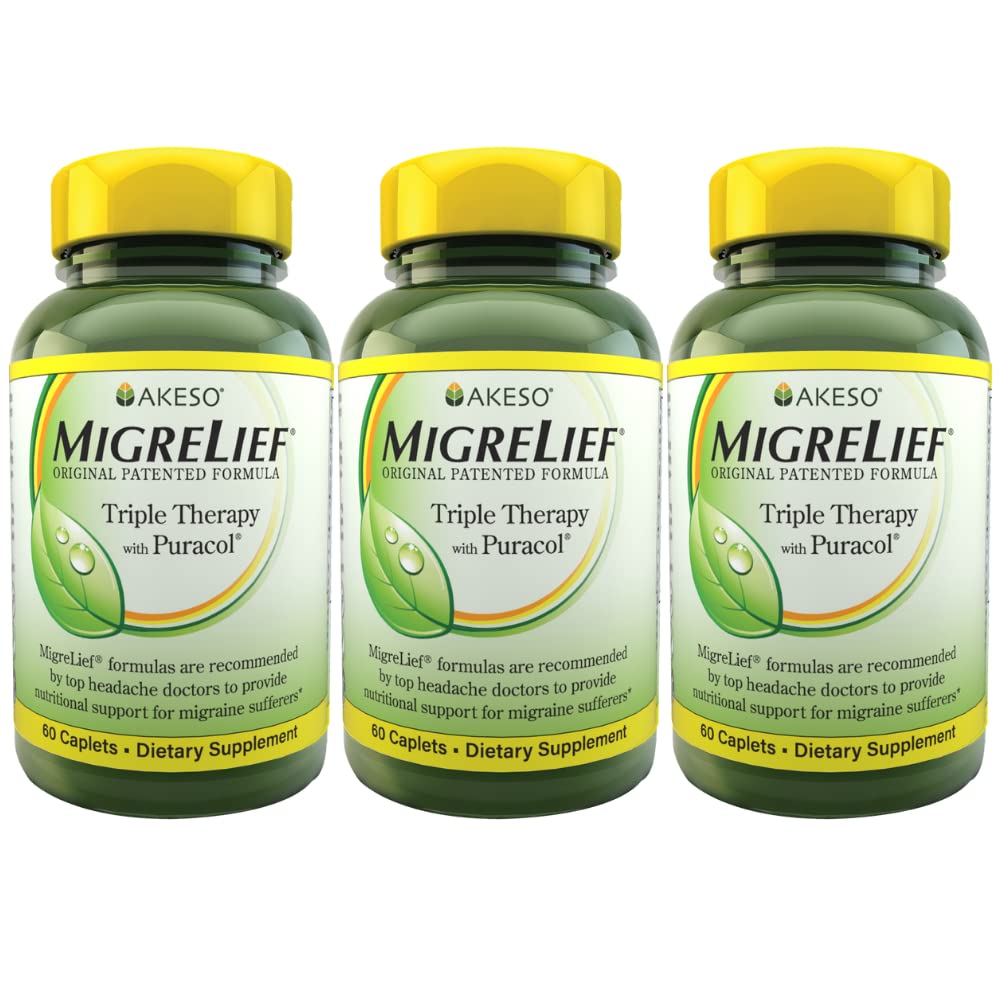 MigreLief Original formel triple terapi med puracol, 60 greve (pakke med 3)