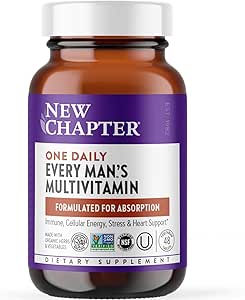 New Chapter Men's Multivitamin for Immune, Stress, Heart + Energy Support with Fermented Nutrients - Every Man's One Daily, Made with Organic Vegetables & Herbs, Non-GMO, Gluten Free - 48 ct