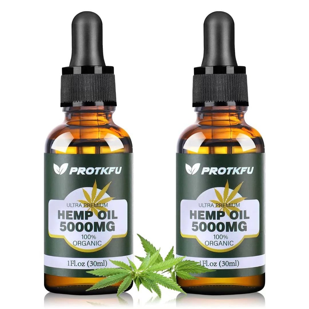 (2Pack Hamp Oil - Omega 3-6-9 Oil Fedtsyrer Nutritional Supplement for immunsystemet Support, Fokus, Rolig, Afslapning, og Mood Enhancement - Økologisk, Vegansk, Non- GMO