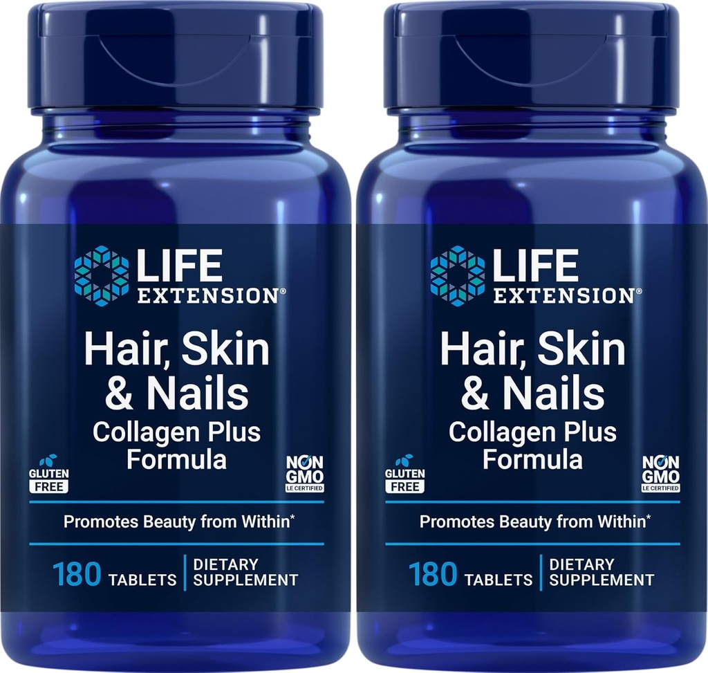 Life Extension Hår, Hud & Nails Collagen Plus Formel, 180 tabletter (pakke med 2)