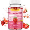 Vitamin B12 Gummies til kvinder & mænd, 5000mcg Methyl B12 Gummies med vitamin B6, D3, Jern, Folate til voksne, Understøtter energi & Metabolisme Boost, Mood, Immun & Nervesystemet, Sukker Free Strawberry