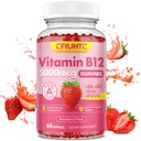 Vitamin B12 Gummies til kvinder & mænd, 5000mcg Methyl B12 Gummies med vitamin B6, D3, Jern, Folate til voksne, Understøtter energi & Metabolisme Boost, Mood, Immun & Nervesystemet, Sukker Free Strawberry
