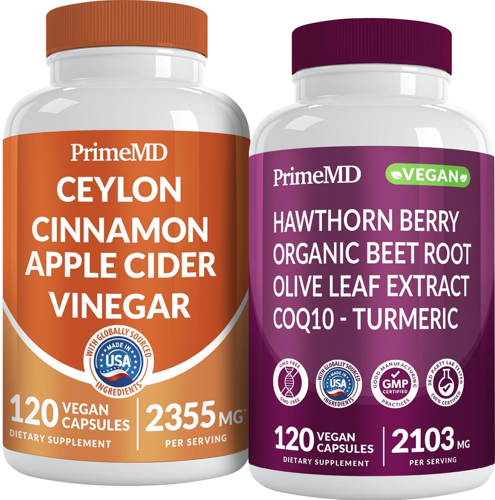 Ceylon Cinnamon (1pk) og nitrogenoxid (1pk) Supplement Bundle - Potent Vitaminer for hjerte, Metabolisme, Balance, Circulatory, Lipid, og immunforsvar - non-GMO, Vegan, Gluten- fri