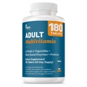 Dr. Tobias Voksen Multivitamin for kvinder & mænd, immunsupportvitaminer fra 42 Frugter, Grøntsager, Plus Probiotika, Vegan Multivitaminer for mænd & kvinder, Non- GMO, 180 Tablets, 60 Servere