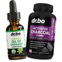 Oregano Oil Organic Liquid Drops & Charcoal Capsules - Olie af Oregano Drops Tincture Extract & Charcoal Pills til Mave Gas Cleanse Detox immunforsvar, fordøjelsesbesvær Binder - Økologisk