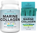 AMANDEAN Marine Collagen Duo. 500g Container + 30 Rejsepakker. Hydrolyseret fisk collagen peptider til hud, hår og negle. Pescatarian, Keto & Paleo-Friendly, Unflavored