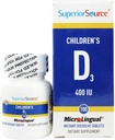 Superior Source Children 's Vitamin D3 400 IE - Tænder, ben og immunsupporttillæg til børn - Non- GMO - 100 micro-Lingual Opløselige tabletter