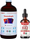 LIQUIDSUNDHED Neurologi Nootrop Focus Supplement & Organic Methyl B12 5000mcg Vitamin Drops med Tart Cherry Juice til immunforsvar, Forbedret hukommelse & koncentration, Naturlig energi, Samlet sundhed