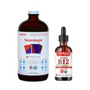 LIQUIDSUNDHED Neurologi Nootrop Focus Supplement & Organic Methyl B12 5000mcg Vitamin Drops med Tart Cherry Juice til immunforsvar, Forbedret hukommelse & koncentration, Naturlig energi, Samlet sundhed