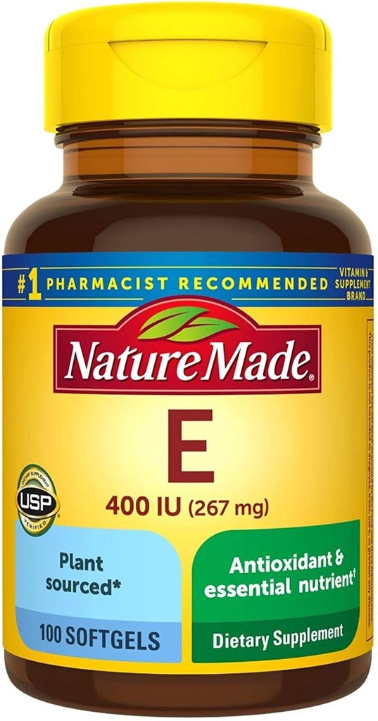 Nature Made Vitamin E 400 I.U. Softgels 100 ea (pakke med 2)