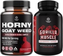 Bundle of Horny Goat Weed med Black Maca Root, Tongkat Ali, Saw Palmetto & Panax Ginseng Uddrag for Stamina & Energy og ekstra styrke Testosteron Booster - Muscle udvidelsen supplement for mænd