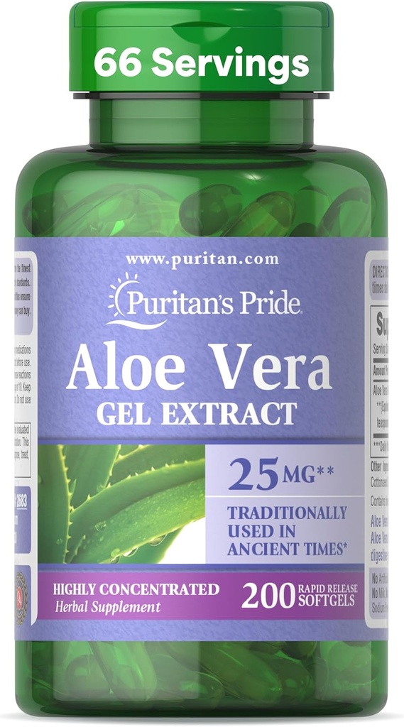 Puritans Pride Aloe Vera Extract 5000 mg- 200 Softgels