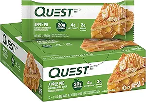 Quest Nutrition Apple Pie Protein Bar, 20g Protein, 4g Net Carbs, 2g Sukker, Gluten Free, Keto Friendly, 12 Greve