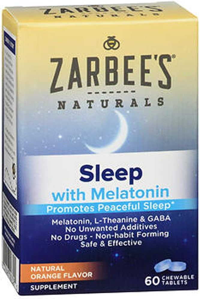 Zarbee 's Naturals Sleep Melatonin, Orange Flavor, 60 tyggetabletter (pakke med 2)