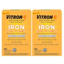 Vitron- C jerntilskud, én gang dagligt, høj potens Iron Plus C-vitamin, Support Red Blood Cell Production, Dye Free Tablets, 60 Greve, 2 Pack