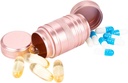 Lille Pill sag Metal Pill Container - Vandtæt Pill Box til Pocket Purse, Daily Travel Pill Holder 2 gange om dagen, Bærbar Medicin Organizer til Vitamin, Fiskeolier, Kosttilskud Pink 1 Pack