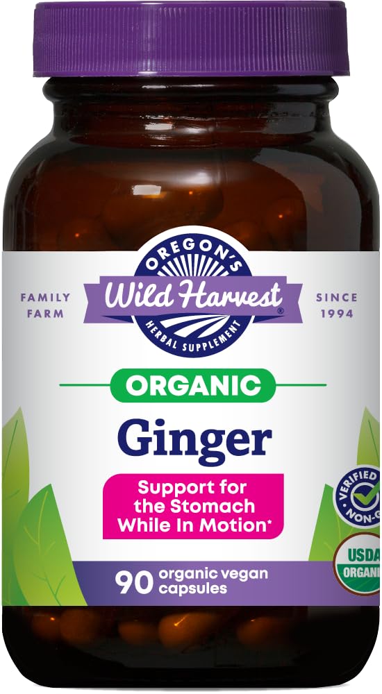 Oregon 's Wild Harvest, Certified Organic Ingefær Kapsler til Mavestøtte, Non- GMO, 1000 MGS, 90 Greve