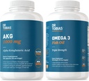 Dr. Tobias AKG Supplement & Omega 3 Fish Oil, Support Cellular Energy & Samlet sundhed med AKG og Triple- Strength Omega 3 EPA & DHA, Non- GMO