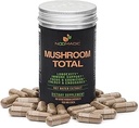 Noomadic Mushroom Total, 60 kapsler, 500mg, 30% Beta glucans, Adaptogen Mushroom Kompleks af Lions Mane, Tyrkiet Hale, Chaga, Reishi, Cordyceps, Hot Water Extract, Fruiting Kroppene.