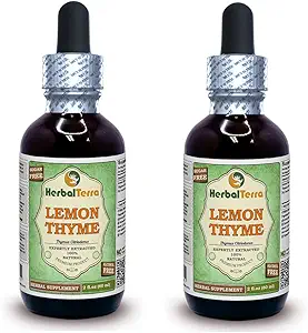 Lemon Thyme (Thymus x Citriodorus) Glycerit, Organic Tørret Herb Alkohol- Free Liquid Extract (Brand Name: HerbalTerra, Stolt Made in USA) 2x2 fl.oz (2x60 ml)