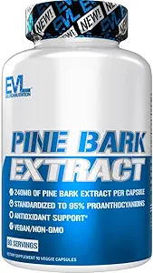Evlution Nutrition Pine Bark Extract - Antioxidant Support - 240 mg Pine Bark Extract Per Capsule - 95% Proanthocyanidins - Vegan & Non-GMO - Dietary Supplement - 90 Servings - 90 Veggie Capsules
