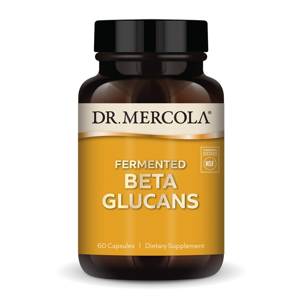 Dr. Mercola Fermented Beta Glucans, 30 Servere (60 kapsler), Kosttilskud, immunforsvar, Non- GMO, NSF Indhold Certificeret