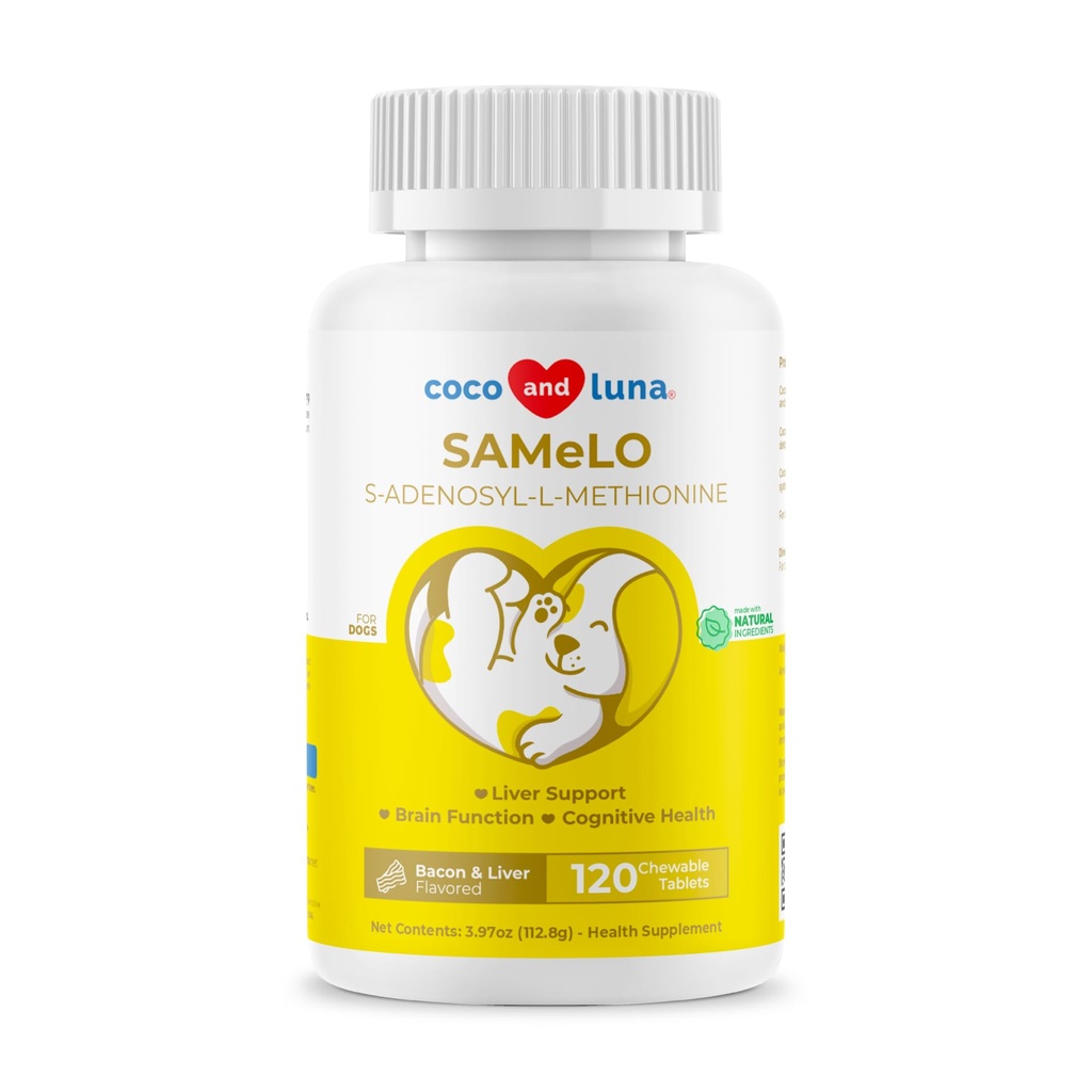 Samme for hunde - 120 tyggetabletter - S- Adenosyl- L- methionin, lever supplement - hjerne sundhed, fremmer kognitiv støtte, lever støtte (samme tablet)