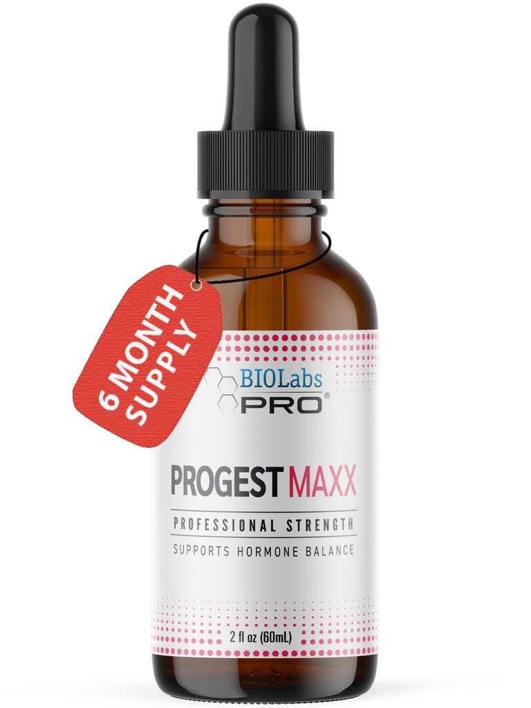 Progest MAXX Progesteron Oil, Natural Bioidentiske Progesteron til kvinder, Hot Flashs & Menopause Support, 2oz Flaske - seks måneders forsyning