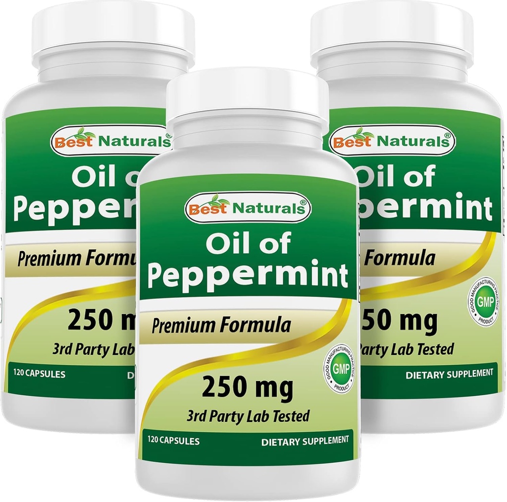 Bedste Naturals Peppermint Oil 250 mg 120 Kapsler (120 Tæl (pakning med 3))