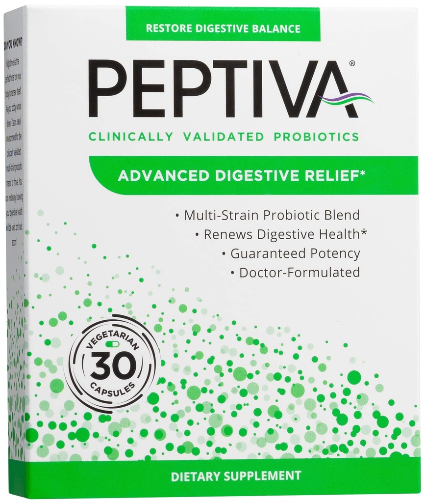 Peptiva Advanced 50 milliarder CFU Probiotic - fordøjelsesbesvær - Klinisk valideret, Premium Probiotic, 30ct