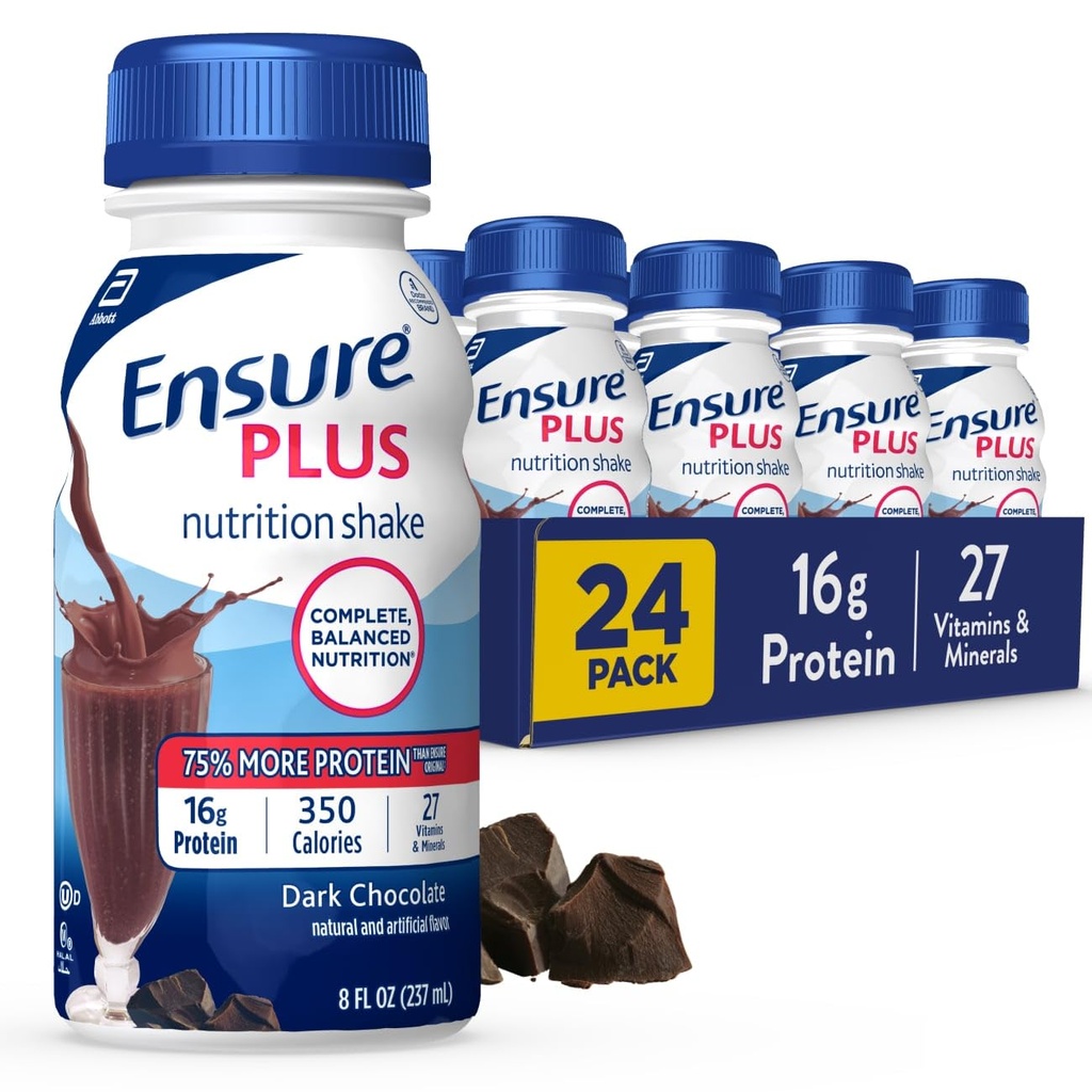 Sikre Plus mørk chokolade Nutrition Shake 124; Meal Erstatning Shake 124; Klar til at drikke â 124; 16g Protein og 27 Vitamin og mineraler â 124; 8 fl oz - 24 Pack