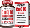 Benevolent Pure CoQ10 200mg Softgels med BioPerine ® til Max Absorption, Ubiquinone Coenzym Q10 Supplement for Heart Health, Energy Production, Sund Aging & Antioxidant Support, 100 Softgels
