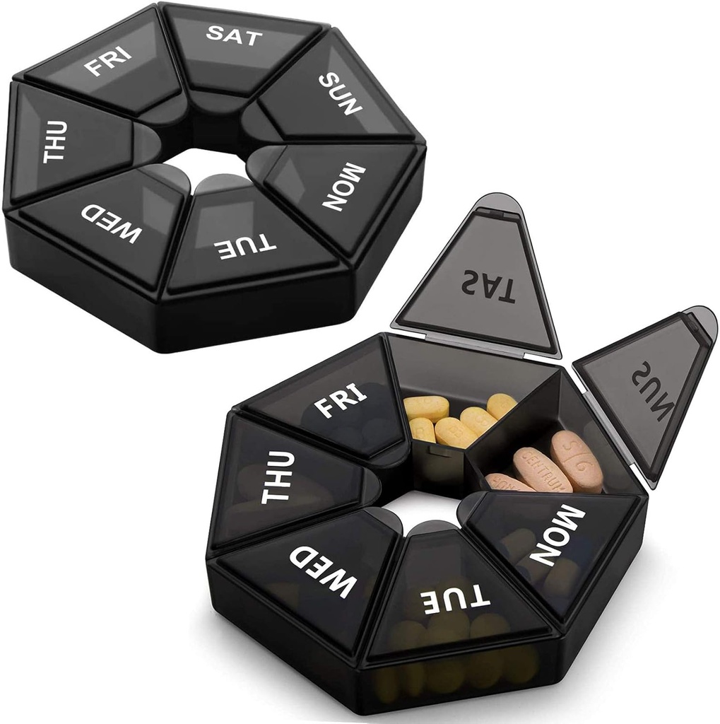 2PCS Weekly Pill Organizer Stor 7 dag Pill Box Organizer Daglig medicin sag for Vitamin Fish Oil Pills Kosttilskud Gigt Friendly