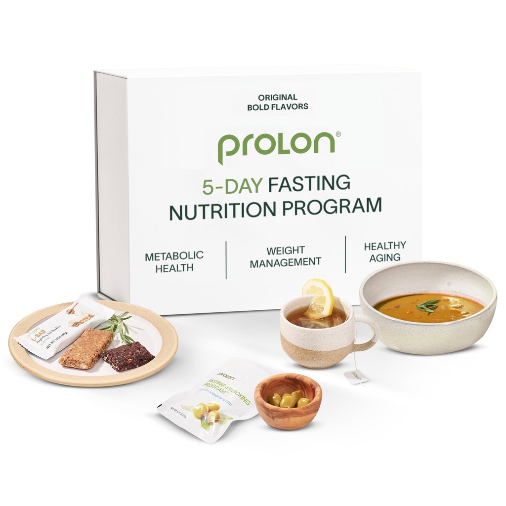 Prolon 5- Day fastende kit 124; Fast med mad • 124; Understøtter cellular foryngelse & sund aldring • 124; Lavkalorie, Plantbaserede Måltider & Snacks • 124; Udviklet til ikke at bryde din hurtige (Fed smag)