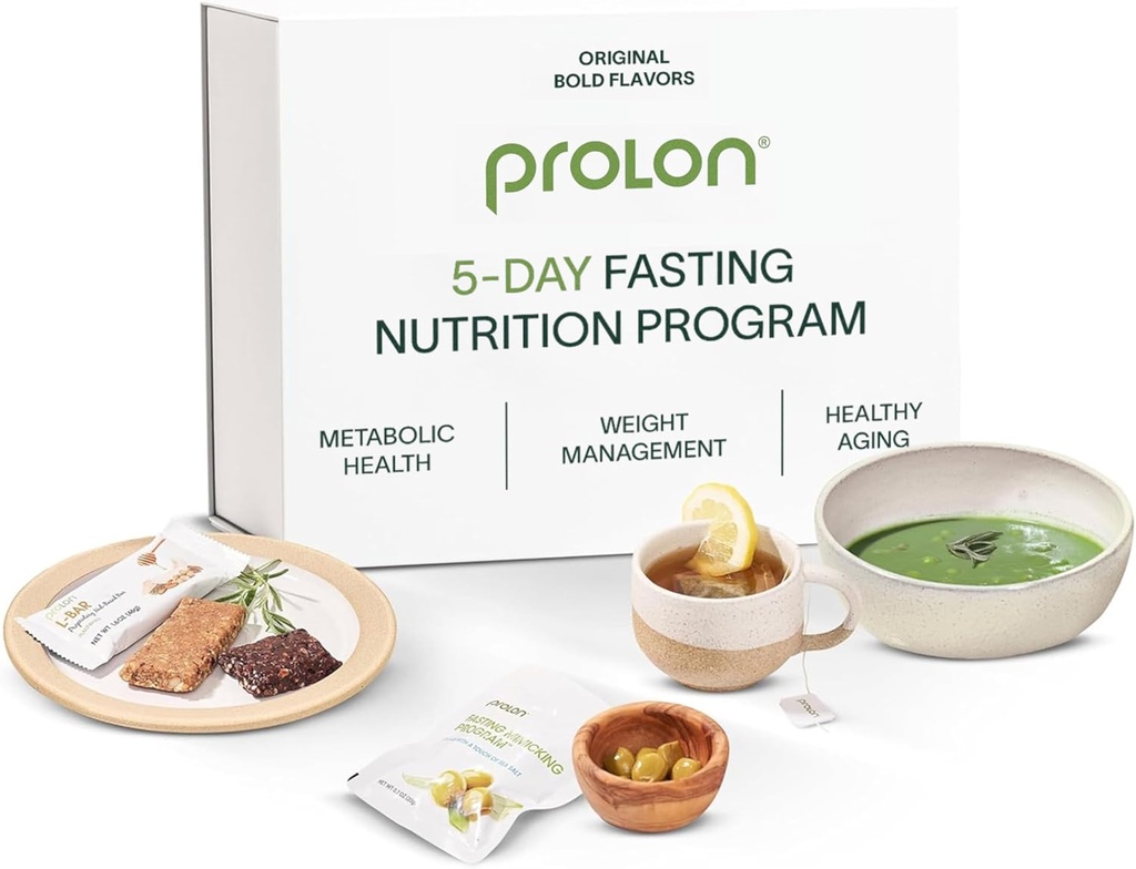 Prolon 5- Day fastende kit 124; Fast med mad • 124; Understøtter cellular foryngelse & sund aldring • 124; Lavkalorie, Plantbaserede Måltider & Snacks • 124; Udviklet til ikke at bryde din hurtige (Fed smag)