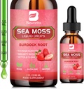 Sea Moss Liquid Drops - Organic Irish Sea Moss Gel med Spirulina, Bladderwrack, Burdock Root, Seamoss Gel tillæg til fælles, Gut Cleanse & fordøjelsesstøtte - 2 Fl Oz, Vegan