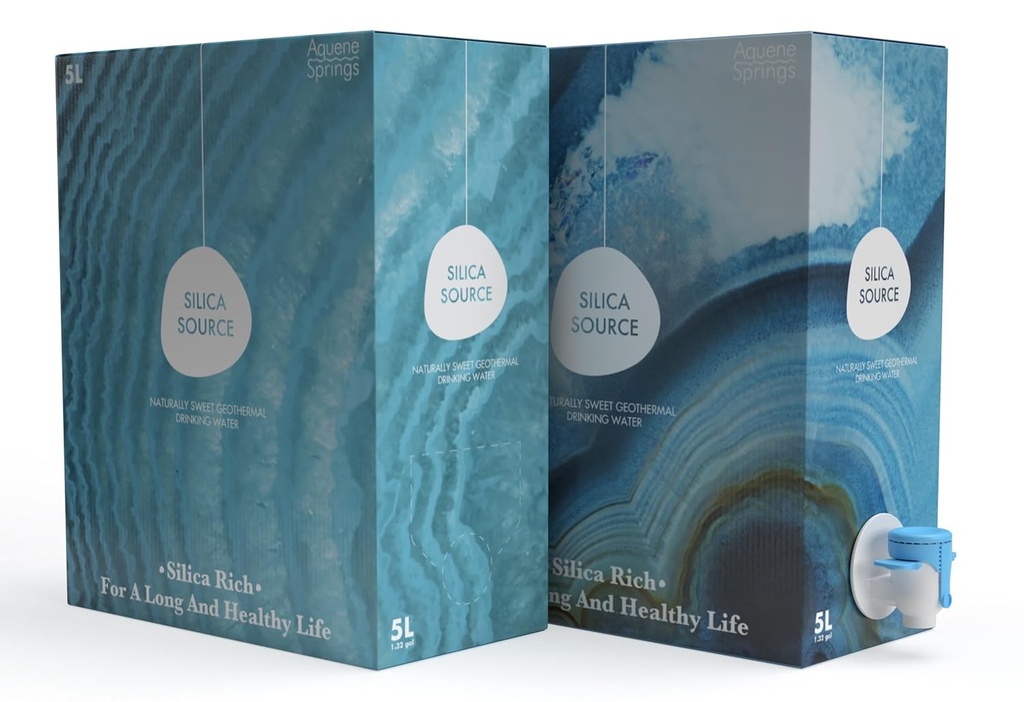 Aquene Springs Silica Kilde vand, Rene, Silica- Rich Geotermisk vand til daglig hydrering, naturligt filtreret, Deuterium Depleteret, pH 8., fremmer hjerte-kar-sundhed, smerte relief, og anti-aging