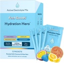 Feel Goods Hydration Hero, Variety Pack, 1.000mg Electrolytes Powder, Sugar Free, Magnesium, Organic Aloe Vera, L Theanine, C-vitamin, Vegan, Non GMO, On the Go Electrolyte Packets, 12 Greve