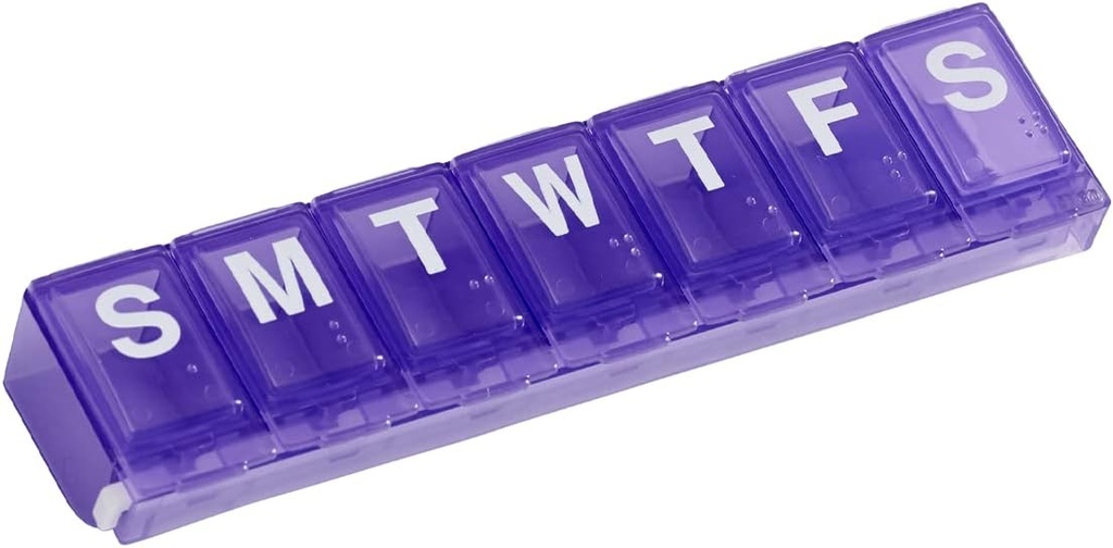 EZY DOSE Ugentlig (7-dag) Pill Planner, Medicine Case, Vitamin Organizer Box, Store låseafdelinger for at sikre receptpligtig medicin og forhindre utilsigtet spild, lilla