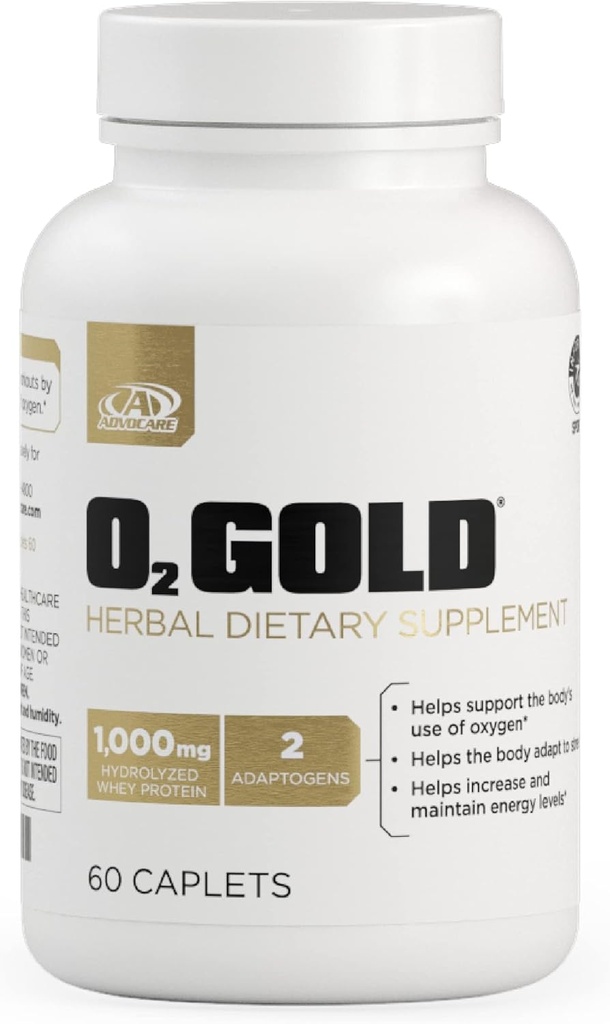 AdvoCare O2 Gold - blod oxygen supplement med Rhodiola Rosea Root & Hydrolyzed Whey Protein - understøtter energi * - 60 kapsler