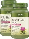 GNC Herbal Plus Milk Thistle 1300mg, Twin Pack, 120 kapsler per flaske, understøtter sund lever funktion
